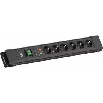 Bachmann CONNECTUS Ciabatta 6 prese con protezione da sovratensione e interruttore, cavo 2m, nero BM005911