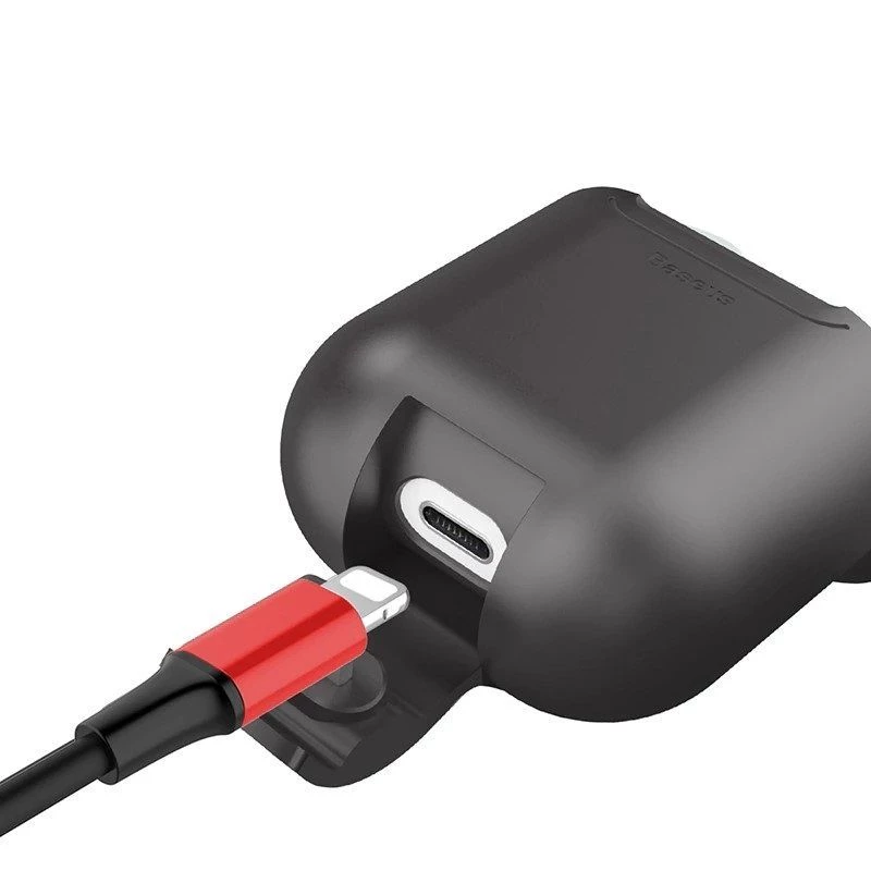 Baseus Apple custodia protettiva in silicone 2in1 e caricabatterie wireless per AirPods nero