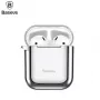 Baseus Apple Custodia protettiva in silicone ultra-sottile Metallic Shining con gancio per Airpods 1 / 2 Argento