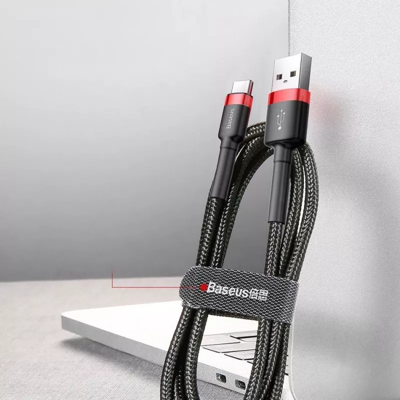 Baseus Cafule cavo robusto in nylon intrecciato USB-A a USB-C QC3.0 2A 3M rosso (CATKLF-U09)