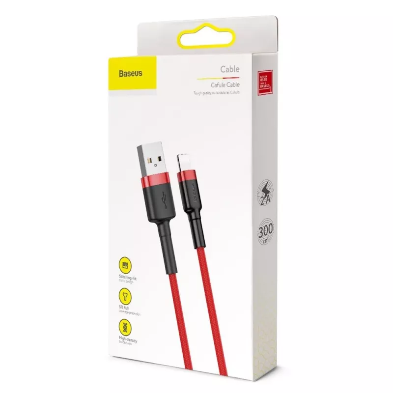 Baseus Cafule cavo Lightning 2A 3m rosso/nero (CALKLF-R09)