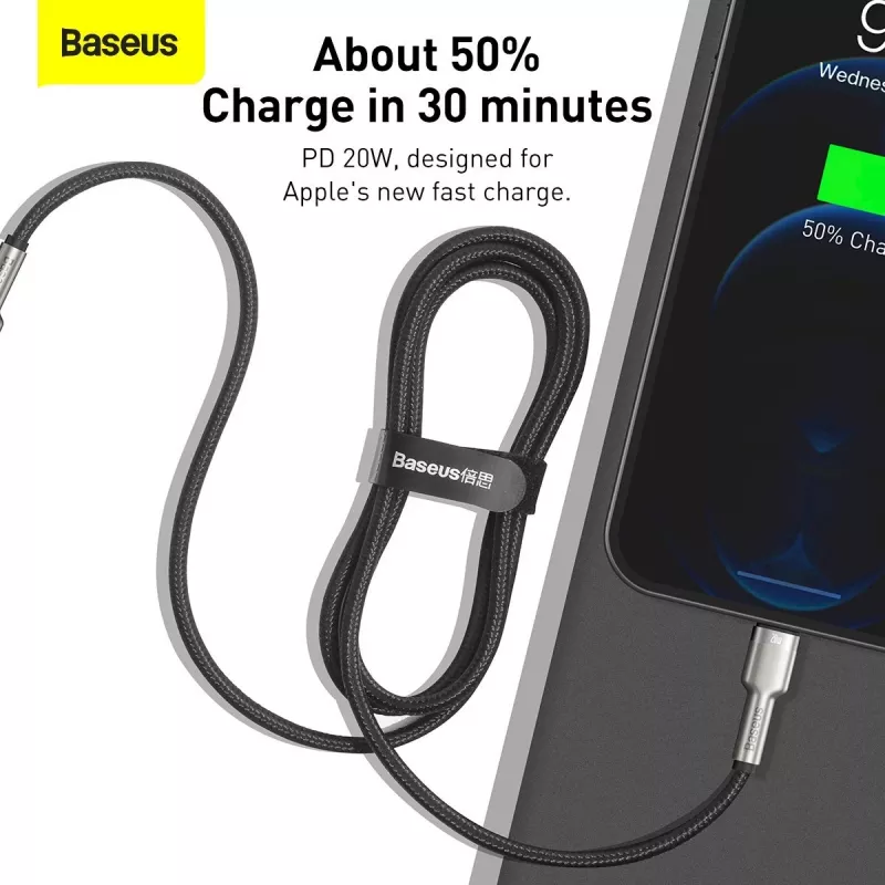 Baseus Cafule Series cavo in metallo USB-C a Lightning PD 20W 1m nero