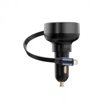 Caricabatterie da auto Baseus Enjoyment Pro ricarica rapida Type-C femmina, Lightning maschio (0,75 m) con cavo retrattile integrato, 55W nero EU