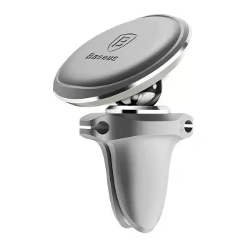 Baseus Supporto Auto Magnetico per Telefono (Bocchetta Aria) 360 Gradi con Clip per Cavo, Argento