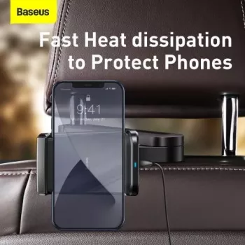 Baseus Supporto auto con ricarica wireless Energy Storage porta telefono per sedile posteriore 15W nero (WXHZ-01)