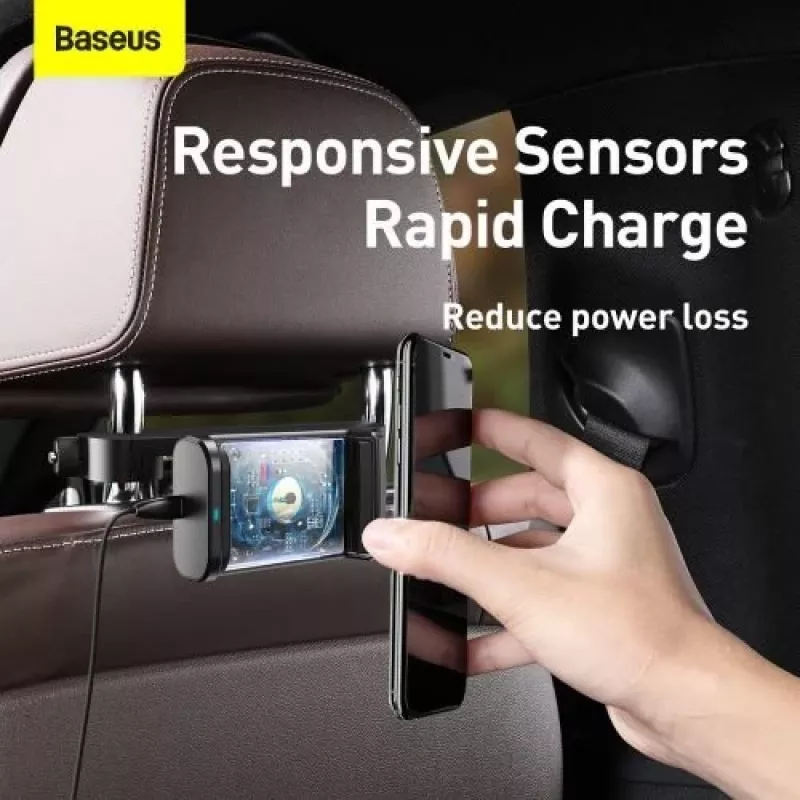 Baseus Supporto auto con ricarica wireless Energy Storage porta telefono per sedile posteriore 15W nero (WXHZ-01)