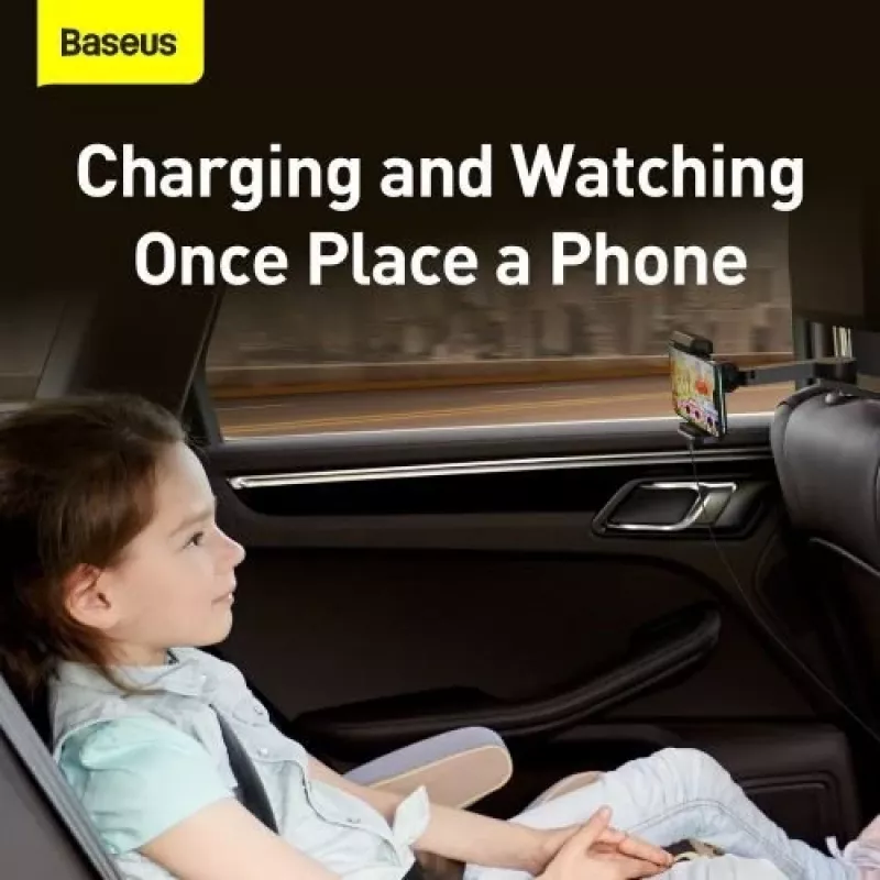 Baseus Supporto auto con ricarica wireless Energy Storage porta telefono per sedile posteriore 15W nero (WXHZ-01)