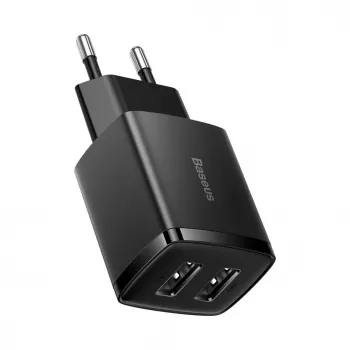 Baseus Compact Charger 2x USB 10.5W nero