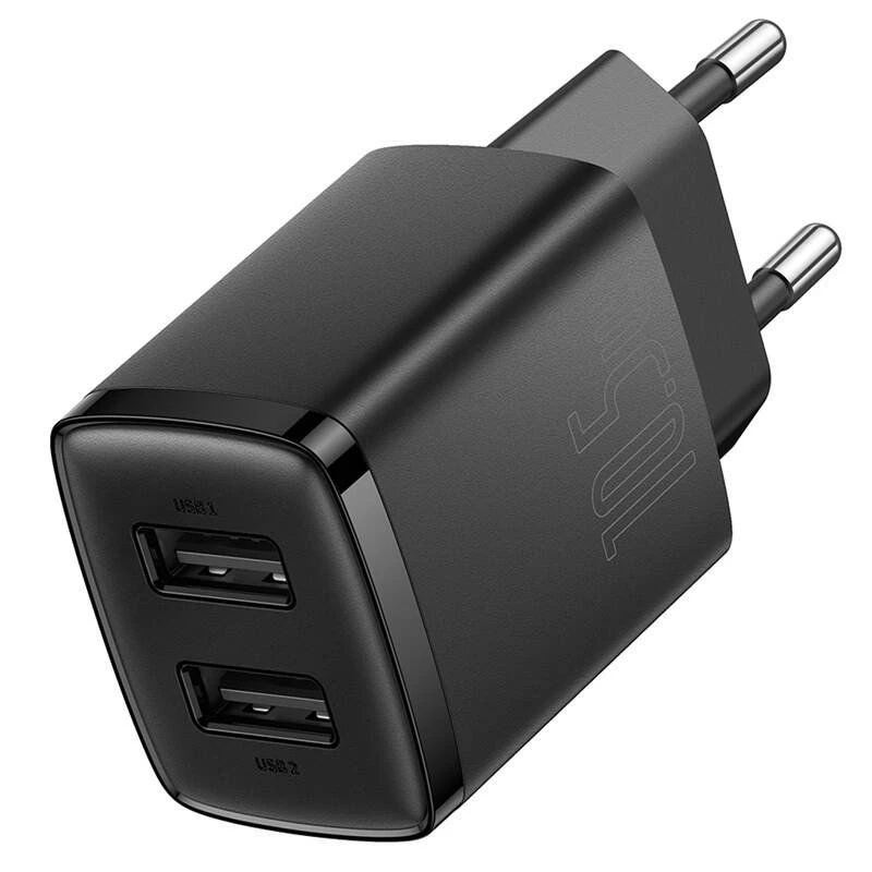 Baseus Compact Charger 2x USB 10.5W nero