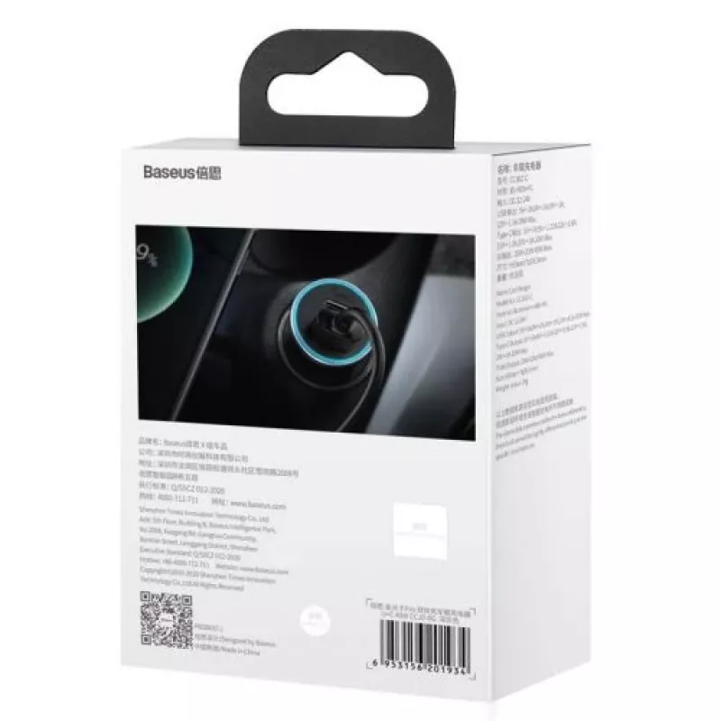 Baseus Caricabatterie da Auto Golden Contactor Pro 40W USB-A USB-C QC4.0+ PD SCP Grigio