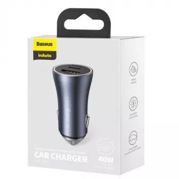 Baseus Caricabatterie da Auto Golden Contactor Pro 40W USB-A USB-C QC4.0+ PD SCP Grigio