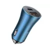 Caricabatterie da auto doppio quick Baseus Golden Contactor Pro 40W con cavo USB-C a Lightning 1m blu