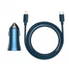 Caricabatterie da auto doppio quick Baseus Golden Contactor Pro 40W con cavo USB-C a Lightning 1m blu