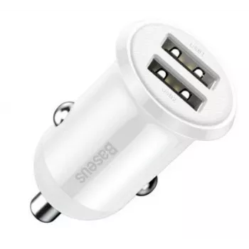 Caricabatterie da auto Baseus Grain Pro 2x USB 4.8A bianco