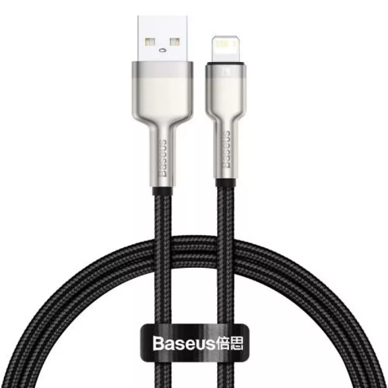 Baseus Cavo Dati Lightning Cafule Series in Metallo 2.4A 0.25m Nero