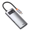 Baseus Metal Gleam Series hub USB-C 4-in-1, USB 3.0 + USB 2.0 + HDMI + USB-C PD, argento