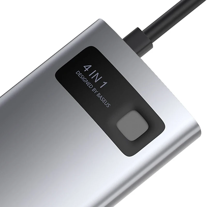 Baseus Metal Gleam Series hub USB-C 4-in-1, USB 3.0 + USB 2.0 + HDMI + USB-C PD, argento