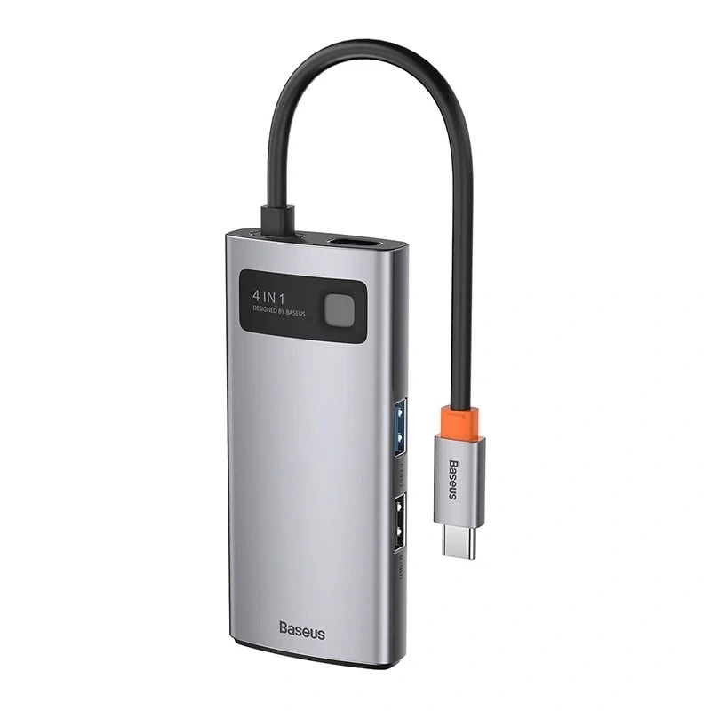 Baseus Metal Gleam Series hub USB-C 4-in-1, USB 3.0 + USB 2.0 + HDMI + USB-C PD, argento