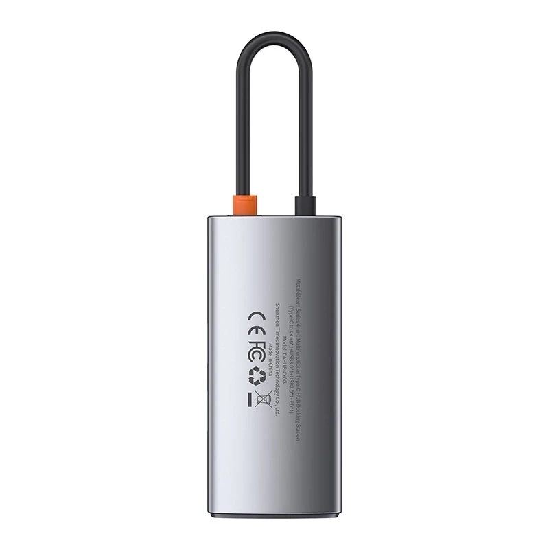 Baseus Metal Gleam Series hub USB-C 4-in-1, USB 3.0 + USB 2.0 + HDMI + USB-C PD, argento