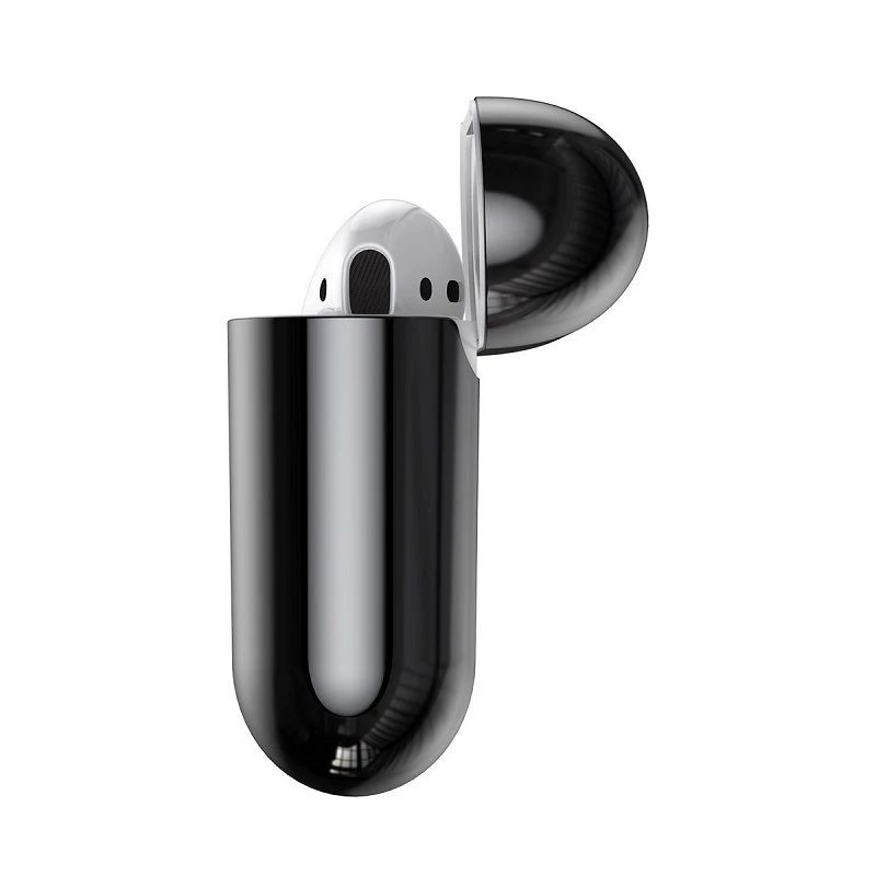 Baseus custodia protettiva in silicone ultra sottile Metallic Shining con gancio per AirPods 1 / 2 nera