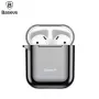 Baseus custodia protettiva in silicone ultra sottile Metallic Shining con gancio per AirPods 1 / 2 nera