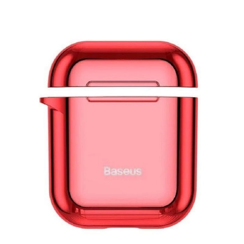 Baseus Metallic Shining Custodia protettiva in silicone ultra-sottile con gancio per AirPods 1 / 2 Rosso