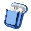 Baseus Metallic Shining custodia protettiva in silicone ultra sottile con gancio per AirPods 1/2 blu