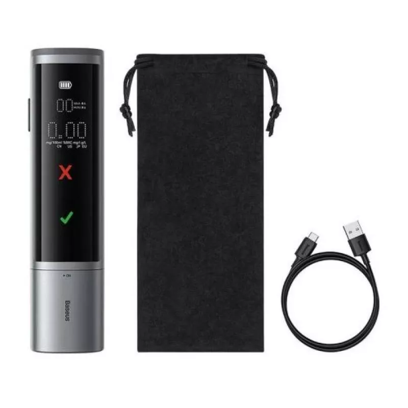 Baseus SafeJourney Pro etilometro da auto, grigio, USB-C, 470 mAh