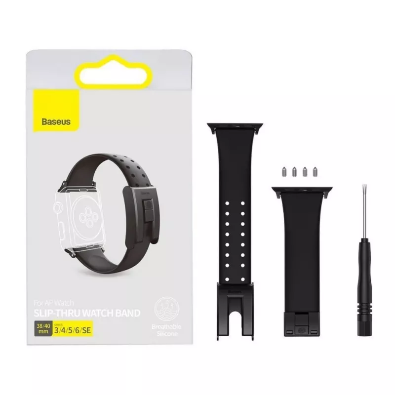 Cinturino Slip-Thru per Apple Watch 3/4/5/6/SE 38mm/40mm Baseus nero (LBWSE-01)