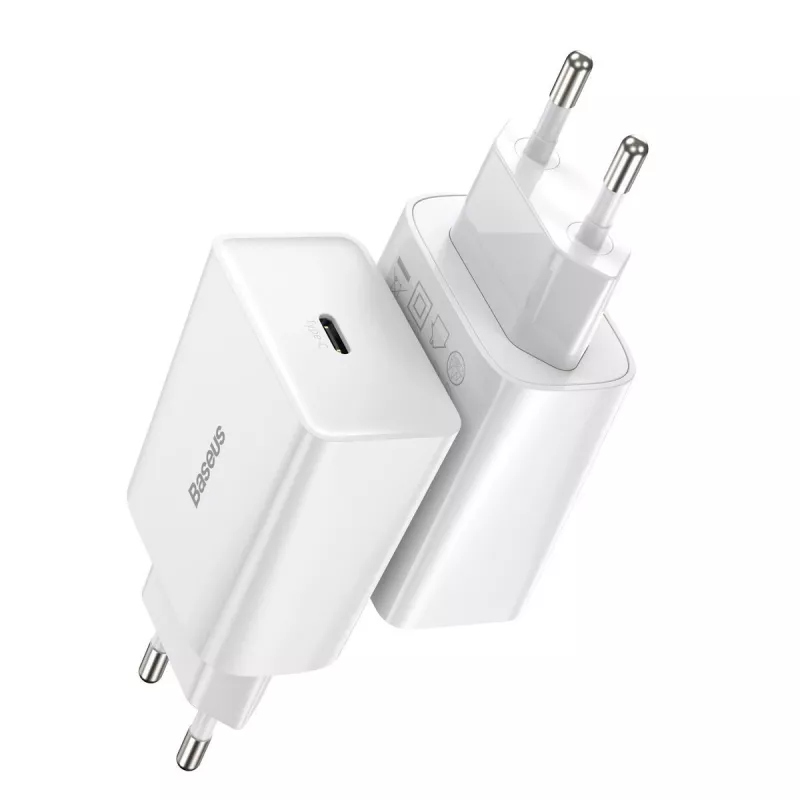 Baseus Speed Mini caricabatterie rapido, USB-C, PD, 3A, 20W (bianco)
