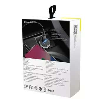 Baseus Square caricabatterie da auto PPS QC4.0 / PD3.0 5A 30W (nero)