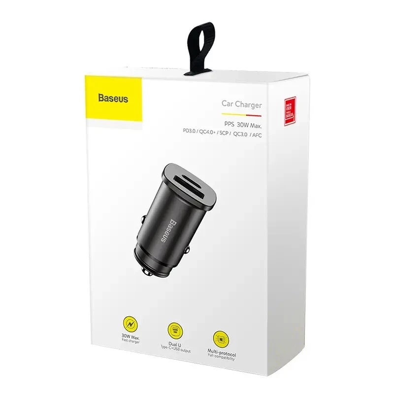 Baseus Square caricabatterie da auto PPS QC4.0 / PD3.0 5A 30W (nero)