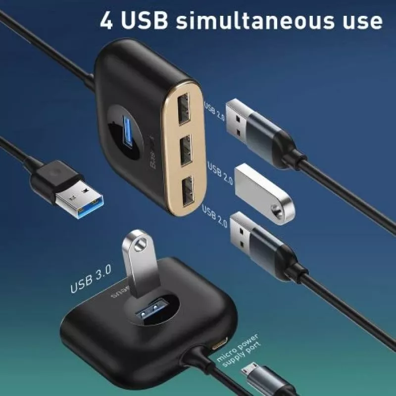 Baseus Square Round Adattatore USB USB 3.0 / 3x USB 2.0 / 1m
