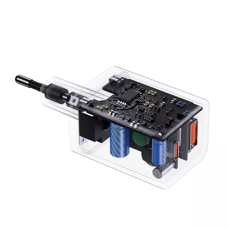 Baseus Super Si Pro Mini caricabatterie rapido 30W, USB-C + USB-A, PD 3.0, QC 3.0, spina EU, nero (CCSUPP-E01)