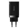 Baseus Super Si Pro Mini caricabatterie rapido 30W, USB-C + USB-A, PD 3.0, QC 3.0, spina EU, nero (CCSUPP-E01)