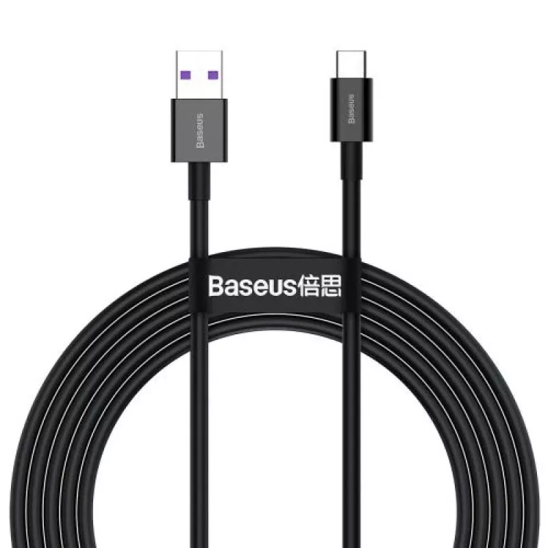 Baseus Cavo di Ricarica Rapida e Dati Serie Superior da USB-A a USB-C, 66W (11V/6A), 2m, Nero (CATYS-A01)