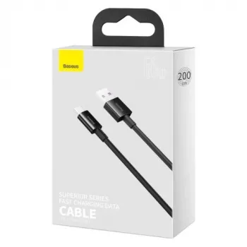Baseus Cavo di Ricarica Rapida e Dati Serie Superior da USB-A a USB-C, 66W (11V/6A), 2m, Nero (CATYS-A01)