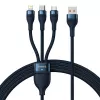 Cavo universale Baseus Flash Series II 3-in-1 ricarica rapida e dati (USB-A a Micro + Lightning + Type-C) 66W, 480mbps, 1,2m, blu (CASS040003)