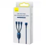 Cavo universale Baseus Flash Series II 3-in-1 ricarica rapida e dati (USB-A a Micro + Lightning + Type-C) 66W, 480mbps, 1,2m, blu (CASS040003)