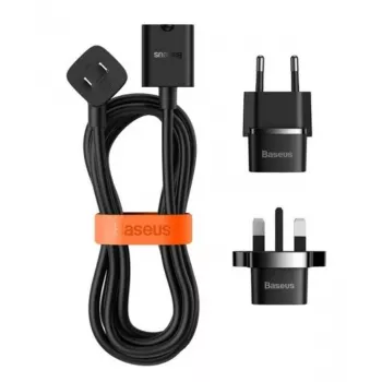 Cavo / prolunga universale Baseus PowerCombo con mini ciabatta 1m nero (adattatore di rete EU e UK)