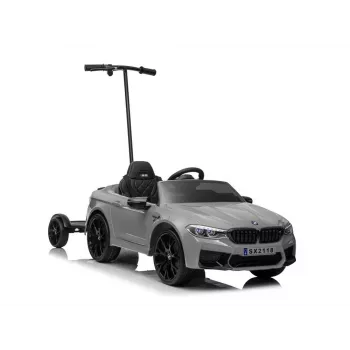 Auto a batteria BMW M5 Z con piattaforma per genitori, argento verniciato
