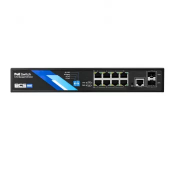 BCS B-SP08G-2SFP-M Switch Ethernet industriale Managed Layer 2, 8 porte Gigabit, 2 slot SFP, guida DIN