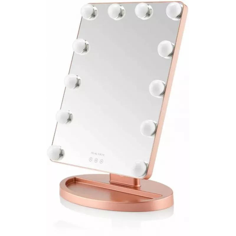 Beautifly GlamourVue specchio trucco LED con 3 modalità luce, dimming continuo, ingrandimento 1x/5x, touch panel, ricaricabile 2000 mAh, USB-C, bianco