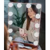 Beautifly GlamourVue specchio trucco LED con 3 modalità luce, dimming continuo, ingrandimento 1x/5x, touch panel, ricaricabile 2000 mAh, USB-C, bianco