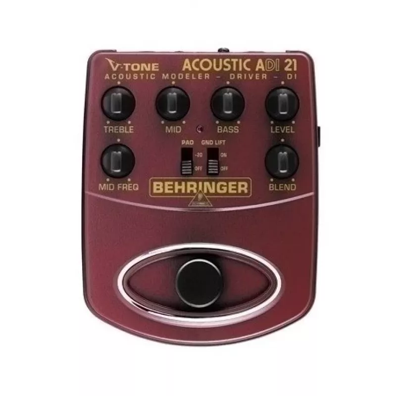Behringer ADI21 preamplificatore per chitarra acustica / DI box con equalizzatore a 3 bande e controllo feedback
