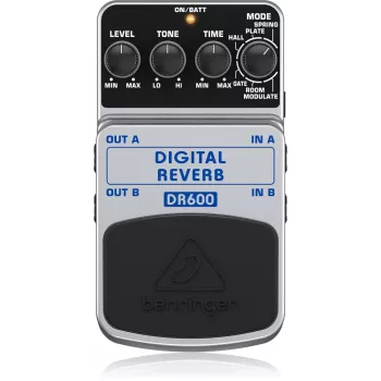 Behringer DR600 Pedale effetto riverbero digitale, 6 modalità, stereo, nero/argento