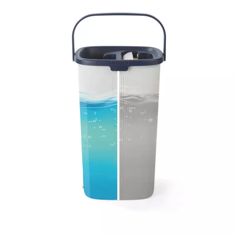 Beldray LA00000008EU7 set mocio piatto e secchio – grigio/blu, 5L con strizzatore automatico, manico telescopico, microfibra