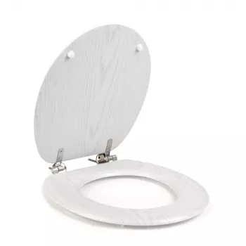 Beldray LA00000073WHTEU7 sedile WC in legno - chiusura soft-close, bianco, ovale