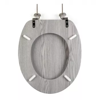 Beldray LA00000074GRYPEU7 sedile WC in legno - chiusura soft-close, grigio, ovale