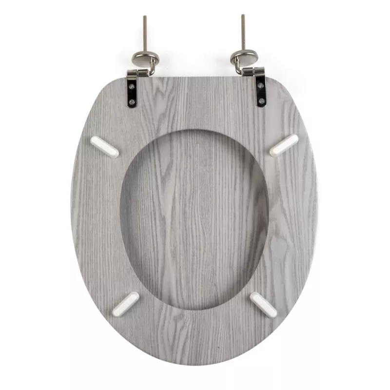 Beldray LA00000074GRYPEU7 sedile WC in legno - chiusura soft-close, grigio, ovale